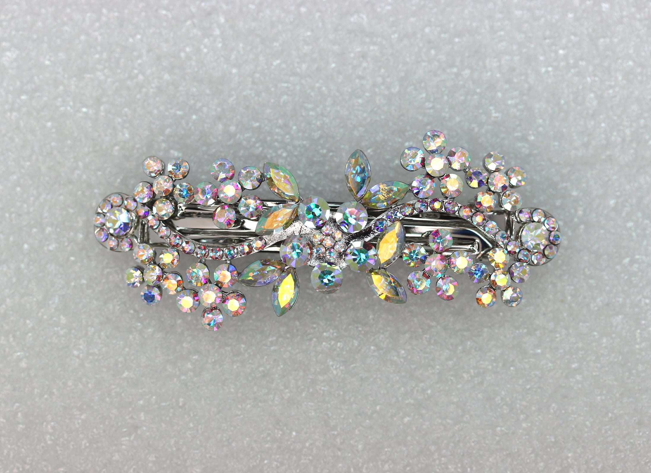 Faship Multicolors AB Floral Crystal Hair Barrette Clip