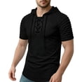 thumbnail image 2 of MEZZALL Men Solid Color Short Sleeve Hoodies Sweatshirts Casual Drawstring Sporty Everyday Wear Pullover Daily Outdoor Soft Travel Tops, 2 of 3