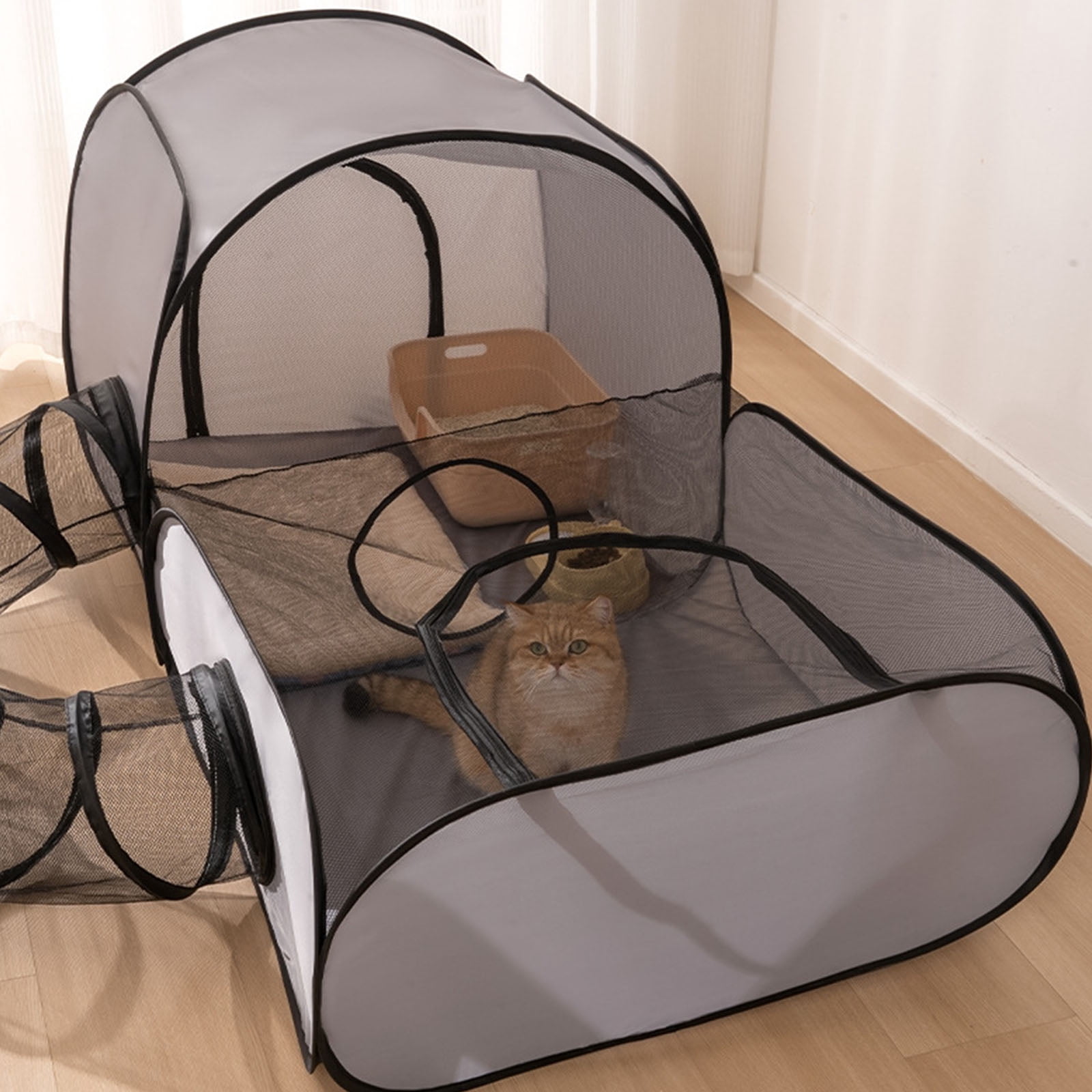 Multiuse Expandable Cats Tunnel Shelter House With Removable Game Tunnel Convertible To Outdoor Pet Tent For Cats
