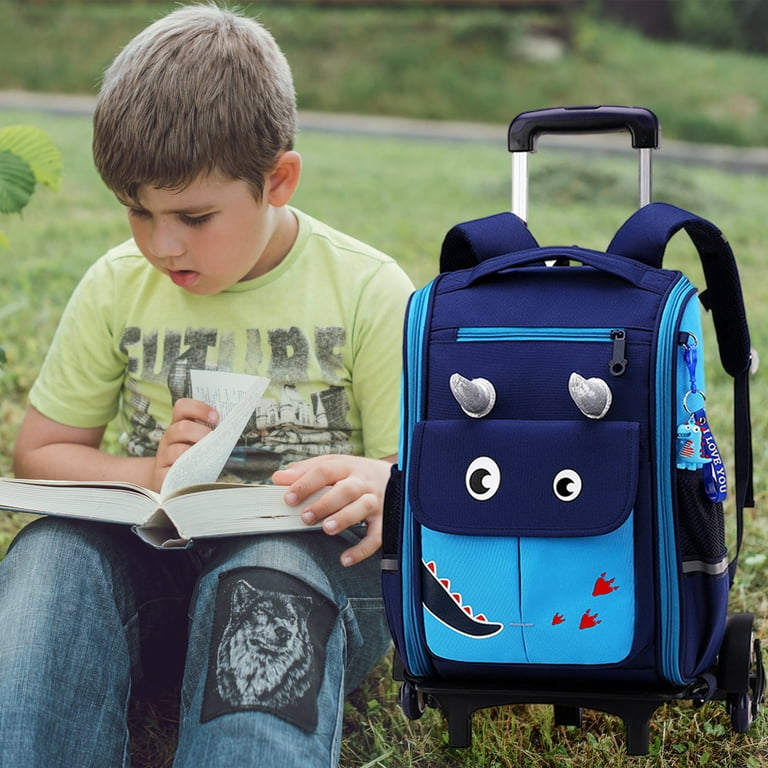 lvyH Kids Rolling Backpack for Girls Boys Trolley Wheeled Backpacks Waterproof Elementary School Bag Travel Outdoor