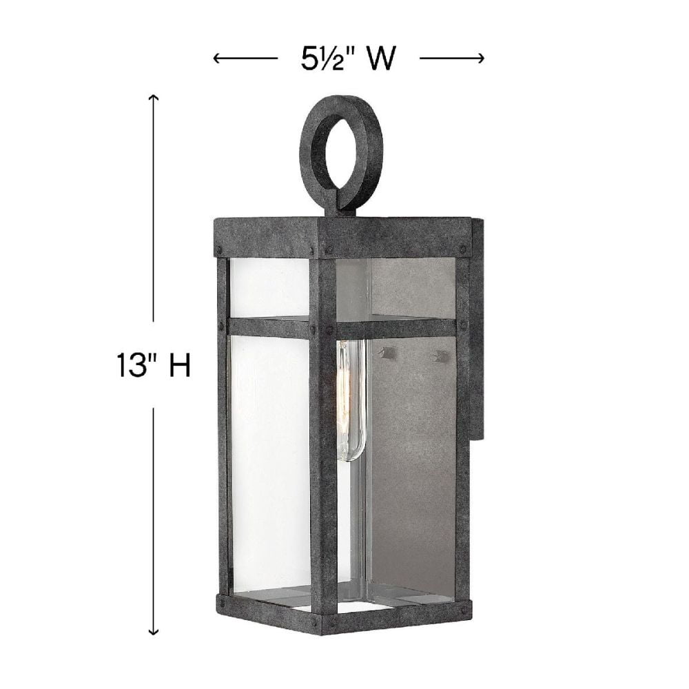 2806DZ Hinkley Lighting Porter - 1 Light Extra Small Outdoor Wall Lantern in Transitional Style - 5.5 Inches Wide by 13 Inches High-Aged Zinc
