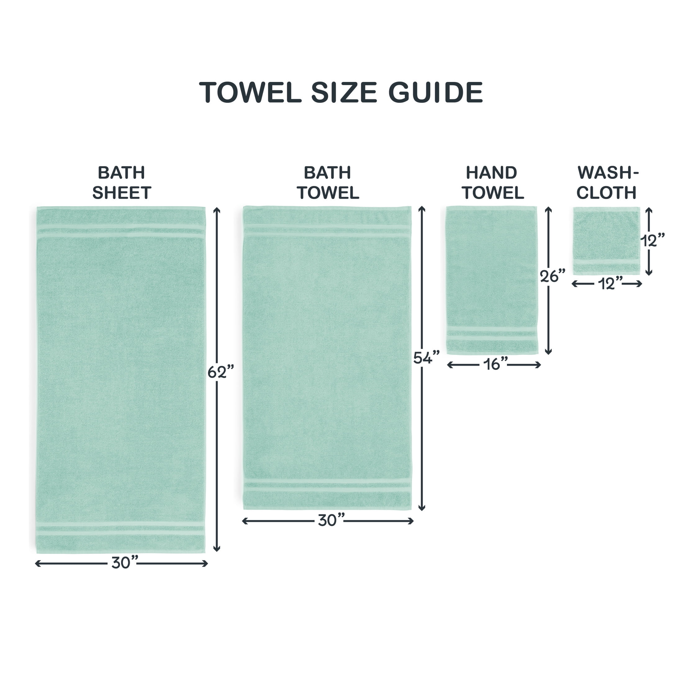 Mainstays Performance Textured Bath Towel 6 Piece Set Blue