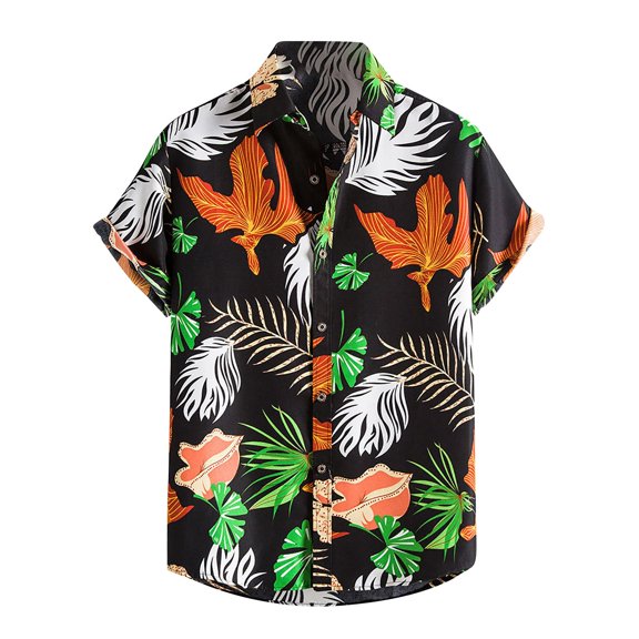 Summer Savings Clearance Stamzod Mens Hawaiian Tropical Shirt Short Sleeve Casual Button Down Lapel Summer Beach Shirts on clearance