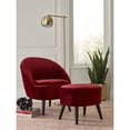 thumbnail image 2 of Pemberly Row Modern Velvet Accent Chair and Ottoman Set Merlot Red, 2 of 13