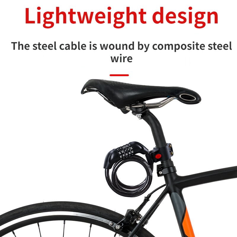 Bike Cable Lock 5 Digit Combination 1200mm Steel Anti Theft Security Lock for Bicycle Motorcycle Outdoor Use