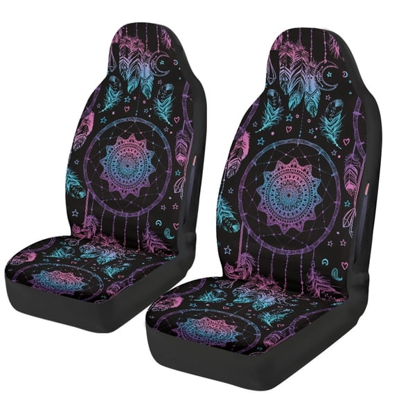 Uourmeti Polyester Universal Car Seat Covers for Automotive, Washable Stretch Seat Protector, Gradient Dreamcatcher Design
