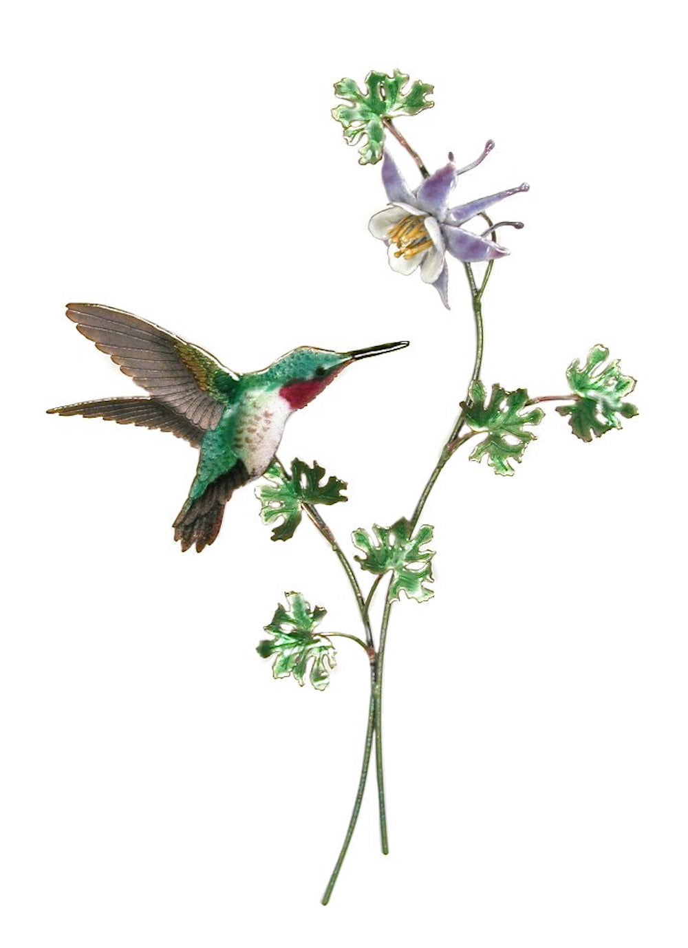 Bovano Wall Sculpture Hummingbird Broadtailed w/ Columbine