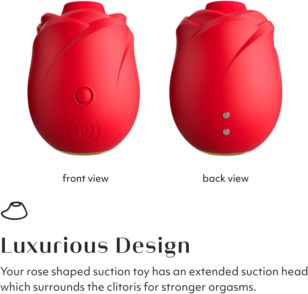 Womanizer Rose Clit Sucker Vibrator, 6 Intensity Levels, 4 Patterns, Silky, Rose