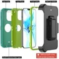 thumbnail image 7 of Xhy iPhone 13 Pro Case 6.1", Heavy Duty Hard Shockproof Armor Protector Case Cover with Belt Clip Holster (Green+Yellow), 7 of 7