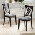 thumbnail image 2 of Costway 2 PCS Linen Fabric Upholstered Kitchen Armless Chairs with Rubber Wood Frame Gray, 2 of 10