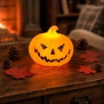 thumbnail image 4 of Halloween Pumpkin Dedorations Indoor Outdoor, Mini Pumpkin Night Light, Weather Resistant Small Pumpkin Figurine for Desk Shelf Halloween Party Indoor Home Decorations 4.72*3.94in 1pack, 4 of 7