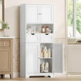 thumbnail image 2 of TEENFON 57.8" H Tall Bathroom Storage Cabinet with 4 Doors & 2 Adjustable Shelves, Freestanding Bathroom Cabinet with 2 Drawers, Kitchen Cabinets & Pantry, Cupboard for Kitchen, Dining Room, White, 2 of 9