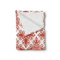 thumbnail image 2 of Valentine's Day Soft Flannel Fleece Throw Blanket, Western Style Floral Scroll Motif Swirled Lines Antique Royal Ornament, Cozy Plush for Indoor and Outdoor Use, 50" x 60", White Red, by Ambesonne, 2 of 5