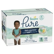 Pampers Pure Baby Diapers, Size 4 (22-37 lbs), 108, Up to 100% Leakproof, Premium Hypoallergenic Soft Diapers