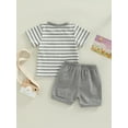 thumbnail image 5 of Musuos Baby Boys Short Set, 6 12 18 24M 3T Short Sleeve Stripes T-shirt with Elastic Waist Shorts Summer Outfit, 5 of 8
