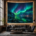 thumbnail image 6 of Green and Purple Aurora Above Snowy Mountains, Serene Digital Art for Nature Lovers, Mountain Lake Decor, Housewarming Gift, Tapestry Wall Hanging for Bedroom and Living Room, 6 of 7