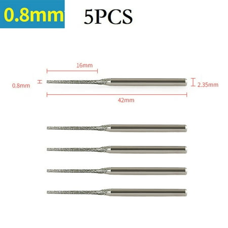 

5PCS 0.8-2.5mm Diamond Coated Drill Bits 2.35mm Shank for Glass Jade Amber Glass