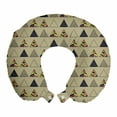 thumbnail image 1 of Grunge Travel Pillow Neck Rest, Geometric Pattern with Triangles and Colorful Lines Horizontal Design Retro Motifs, Memory Foam Traveling Accessory Airplane and Car, 12", Multicolor, by Ambesonne, 1 of 3