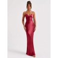 thumbnail image 3 of Satin Criss‑Cross Backless Tie‑Strap Fitted Cocktail Dress, Elegant Party Dress for Wedding, Spring and Fall Occasions, 3 of 8