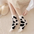 thumbnail image 2 of 4 Pairs Fuzzy Fluffy Socks for Women, Winter Cow Print Cozy Socks, Cute Plush Stuff Socks, Funny Warm Gifts for Women, Thick Sleeping Crew Socks for Home & Outside, 2 of 10