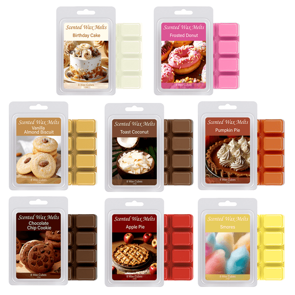 Giphtpoeet Wax Melts 8 Pack Assorted Scented Cubes for Long Lasting Strong Sweet Fragrance 2.5oz