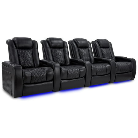 Valencia Theater Seating - Valencia Tuscany XL Row of 4 premium top grain Nappa leather 11000 Home Theater Seating - Midnight Black