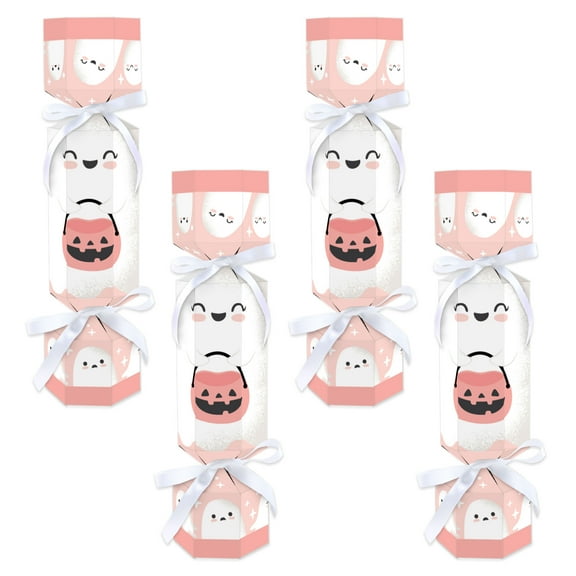 Big Dot of Happiness Pastel Halloween - No Snap Pink Pumpkin Party Table Favors - DIY Cracker Boxes - Set of 12