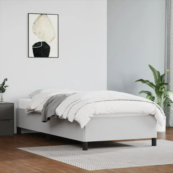 vidaXL Bed Frame White 100x190 cm Twin Faux Leather