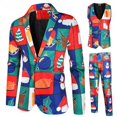thumbnail image 3 of Trajes de Navidad para hombres, uniforme de 3 piezas, trajes diarios, copo de nieve, muñeco de nieve, árbol, chaqueta con estampado, chaqueta, pantalones, chalecos, conjunto masculino para Navidad, 3 of 5