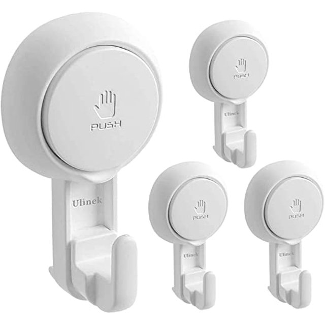 Juego de 4 ganchos de ventosa de plástico nuevo gancho de pared de ventosa resistente/toallero albornoz capa de corona paño de ventosa, utensilio de baño de cocina TUNC Sencillez