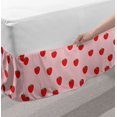 thumbnail image 2 of Strawberry Bed Skirt, Continuous Cartoon Style Simplistic Summer Time Organic Fruits, Elastic Bedskirt Dust Ruffle Wrap Around for Bedding Decor, 4 Sizes, Rose Dark Pink and Green, by Ambesonne, 2 of 2