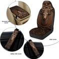 thumbnail image 6 of Xixirimido Hunting Deer Brown Print Car Seat Protection Set 5 Pieces Breathable PU Leather Front Seat Covers with Seat Belt and Console Covers Universal Fits Most Cars, 6 of 8