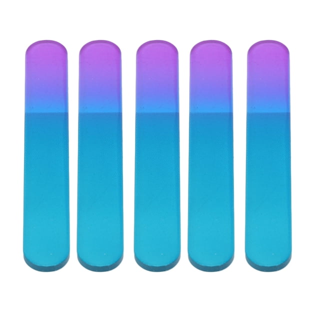 Limas De Uñas De Vidrio, Pulido Físico 5 Piezas Hermosa Fácil Limpieza Lima De Uñas De Manicura Saludable De Doble Cara Con Estuches Para Salón Profesional Fugacal Double Sided Glass Nail File