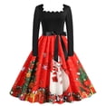thumbnail image 1 of Robe Vintage Rockabilly Patchwork pour Femmes, Robe de Fête de Noël avec Nœud, 1 of 7