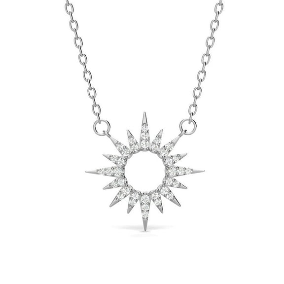 Cate & Chloe Evie 18k White Gold Plated Sun Pendant Necklace with Swarovski Crystals Gift for Women