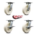 thumbnail image 2 of 8 Inch Nylon Swivel Caster Set with Roller Bearings 2 Brakes Service Caster, 2 of 2
