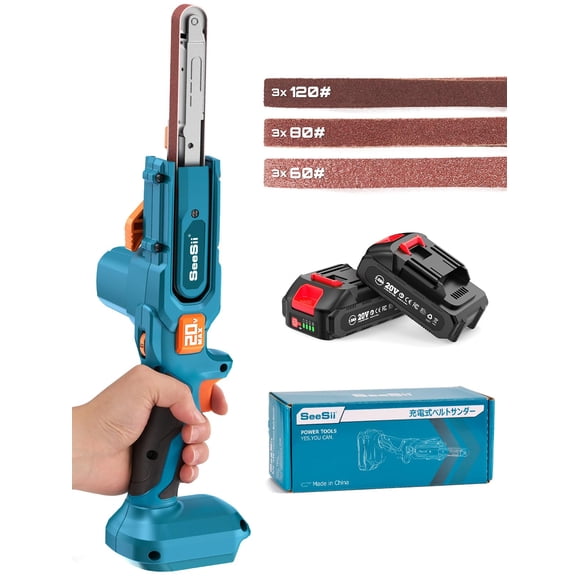 Belt Sander Seesii 1/2 x 18 1700 pies/min 20 V con 2 cargadores de baterías
