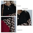 thumbnail image 5 of Women's Fashion Leopard Print Color Block Sweatshirt Top with Long Sleeves, Crew Neck, and Drop Shoulder in Burgundy - Size S, 5 of 6
