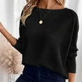 thumbnail image 2 of Olyvenn Womens Waffle Knit Tops 2025 Oversized Long Sleeve Crewneck Shirts Business Casual Blouses Loose Basic Solid Pullover Black M, 2 of 8