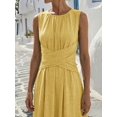 thumbnail image 4 of Womens Sleeveless Yellow Criss-Cross Waist Casual Maxi Dress, Elegant, 4 of 4