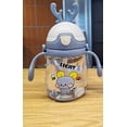 thumbnail image 4 of Botella de agua HUOGUO con forma de pajita infantil con dibujos animados, 370 ml, azul, 4 of 5