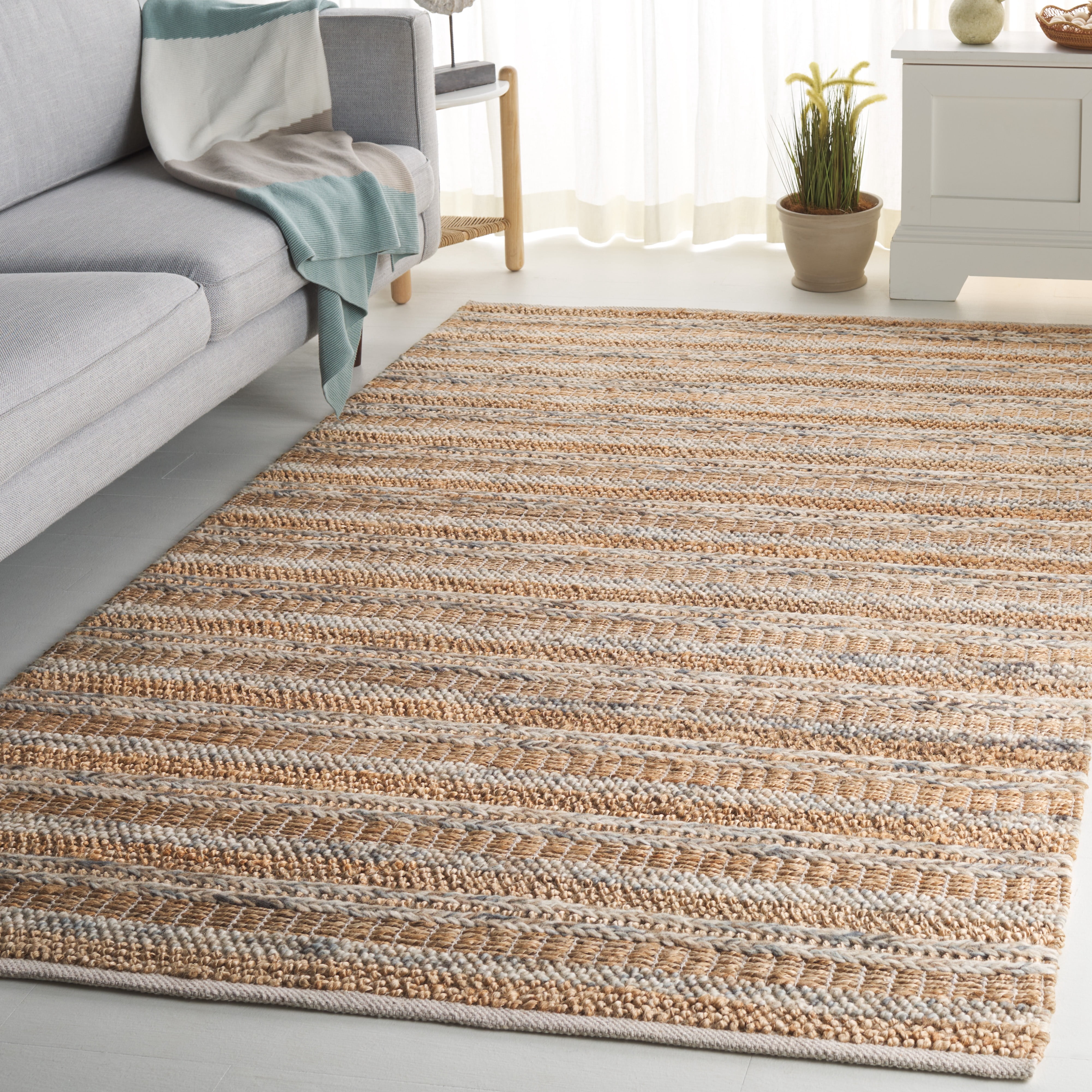SAFAVIEH Natura Alecia Striped Area Rug, Natural/Brown, 5' x 8'