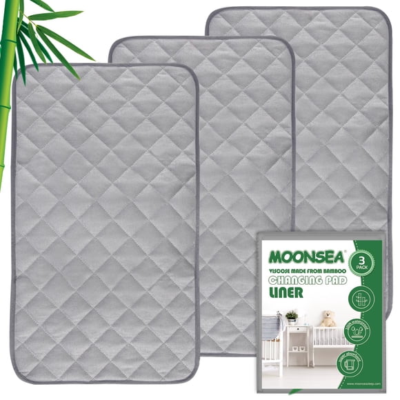 Almohadilla para cambiar pañales, alfombrilla de rizo antideslizante e impermeable, forro acolchado absorbente para moisés, lavable, paquete de 3, 14 "x 27", almohadilla para cambiador portátil reutil