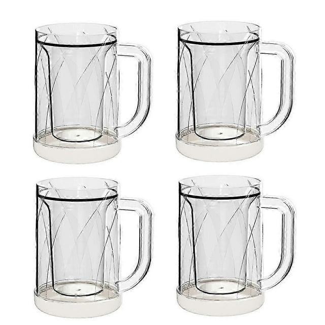 4 Pcs Frozen Beer Mugs for Freezer Double Wall Gel Frosty Freezer Mugs Beer Ice Mugs for Freezer Dr