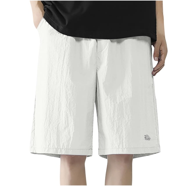 Men's Cargo Shorts Solid Drawstring Waist Athletic Gym Shorts with Pockets, Casual All Season Wear