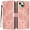 Rose gold, variant on For Apple iPhone 16e / iPhone 17e 6.1" Flower Embossed Buckle Case, Card Slots/Pocket, PU Leather Flip Wallet Case With Short Wrist Strap,Gold,For iPhone 16e / 17e