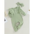 thumbnail image 3 of Bagilaanoe Baby Girl Fall Jumpsuits Newborn Long Sleeve Bodysuit + Headband 3M 6M 9M 12M 18M Infant Casual One Piece Romper, 3 of 8