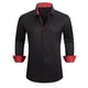 thumbnail image 1 of Blusa y camisa de manga larga con cuello vuelto para hombre, estilo informal, con botones y cuello liso, de poliéster., 1 of 2
