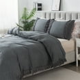 thumbnail image 2 of LANPEI Duvet Cover Set, Grey Tassel Fringe Duvet Cover Set Queen, 3-Piece Bohemian Bedding Set 100% Washed Cotton with Zipper Close & Corner Ties, 2 of 8