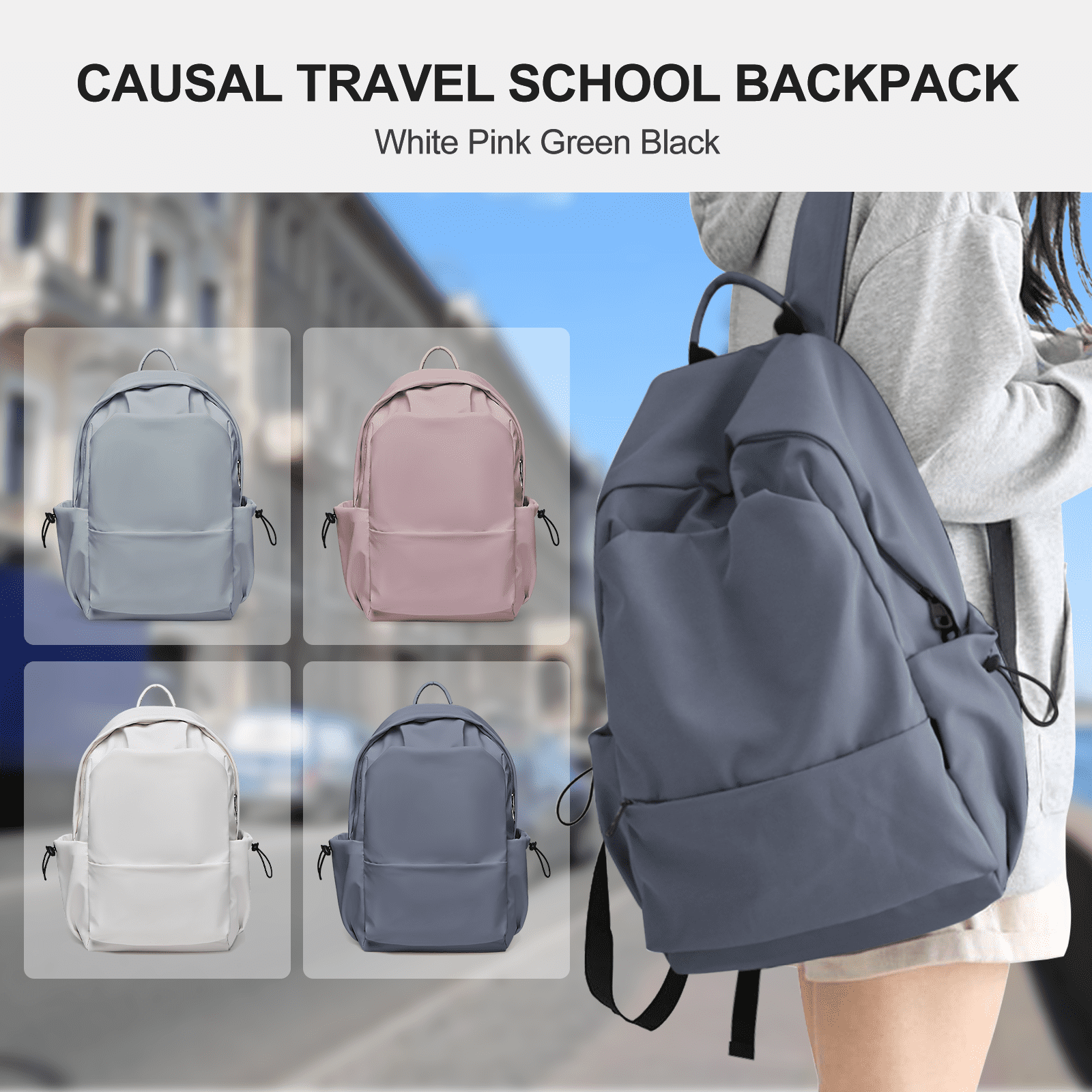  coowoz School Bag Lightweight Casual Daypack College Laptop  Backpack for Men Women Water Resistant Travel Rucksack for Sports High  School Middle Bookbag for girls Gray Green white : Electronics